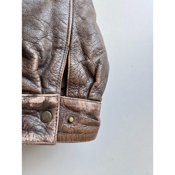 Vintage WILSONS Adventure Bound Brown Leather Aviator Bomber Jacket, Size L - Picture 7 of 16